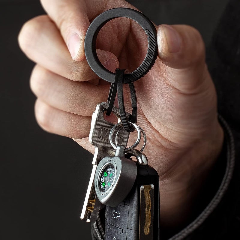 TISUR Titanium Keychain Rings, Split Side Pushing Key Rings Heavy Duty Black Key Ring For Key Chain Carabiner Dog Tag Ring - Image 5